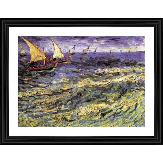 Amfyn Seascape near Les Saintes Maries 1888 Painting With Wood Photo Frame (Multicolor)