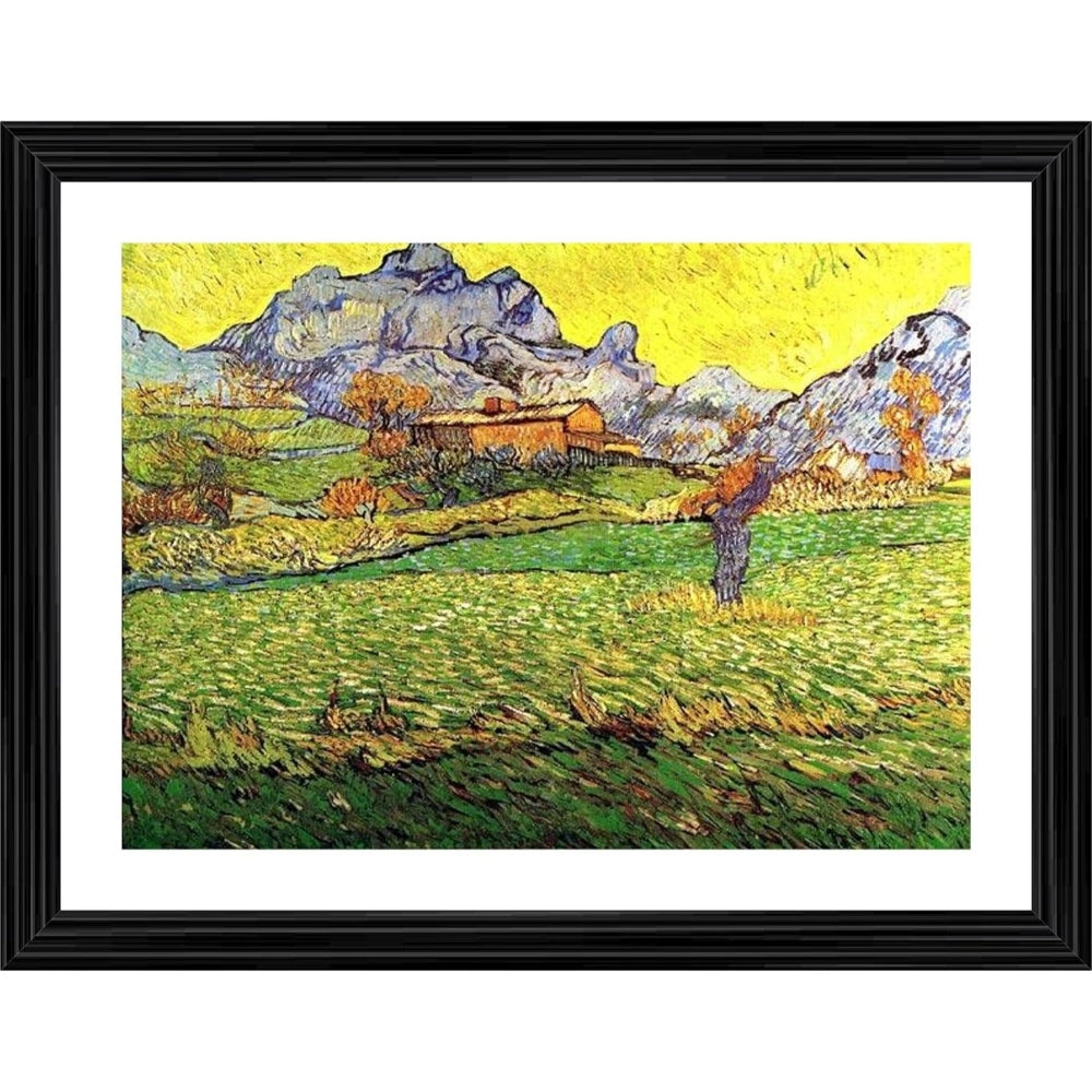 Amfyn Meadow in the Mountains Saint Paul 1889 Painting With Wood Photo Frame (Multicolor)