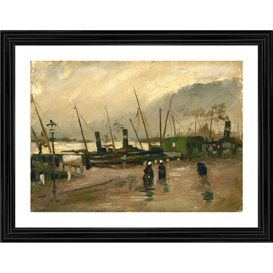 Amfyn The De Ruijterkade in Amsterdam 1885 Painting With Wood Photo Frame (Multicolor)