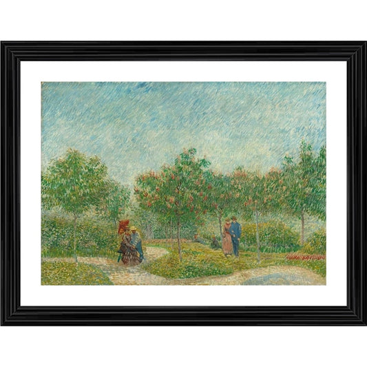 Amfyn Garden with Courting Couples 1887 Painting With Wood Photo Frame (Multicolor)