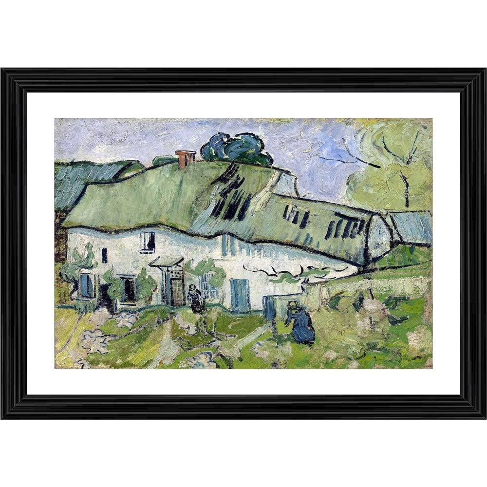 Amfyn Farmhouse 1890 Painting With Wood Photo Frame (Multicolor)