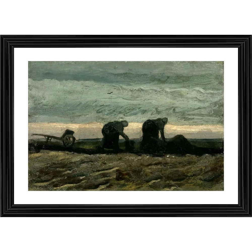 Amfyn Women on the Peat Moor 1883 Painting With Wood Photo Frame (Multicolor)