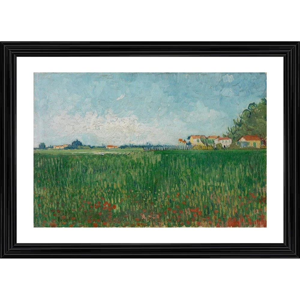 Amfyn Field with Poppies 1890 Painting With Wood Photo Frame (Multicolor)