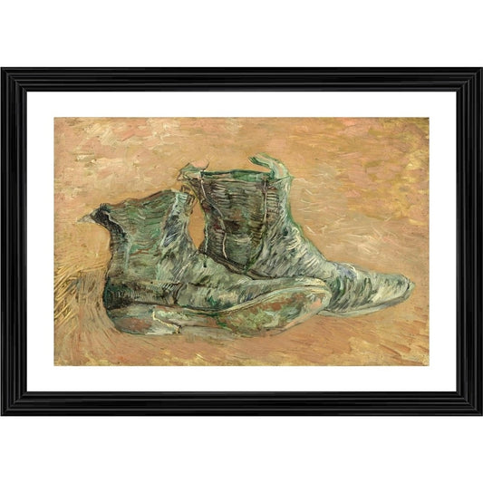Amfyn Shoes 1887 Painting With Wood Photo Frame (Multicolor)
