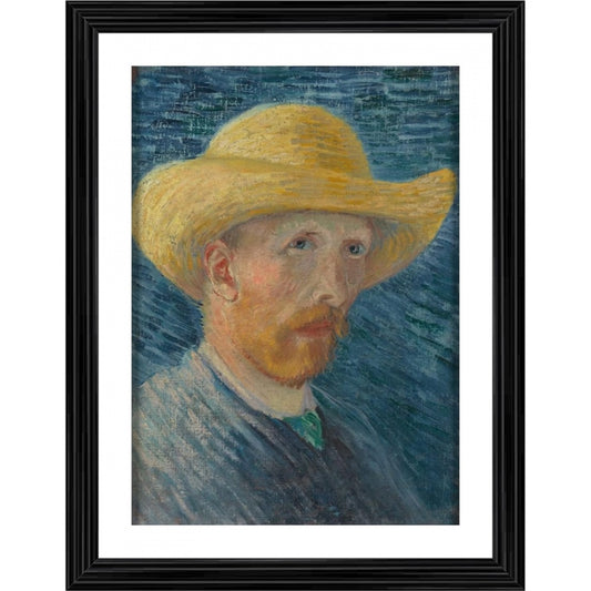 Amfyn Self Portrait with Straw Hat 1887 Painting With Wood Photo Frame (Multicolor)