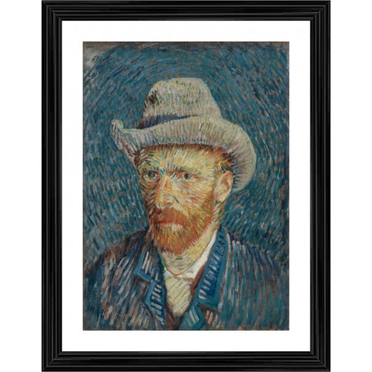 Amfyn Self Portrait with Grey Felt Hat 1887 Painting With Wood Photo Frame (Multicolor)