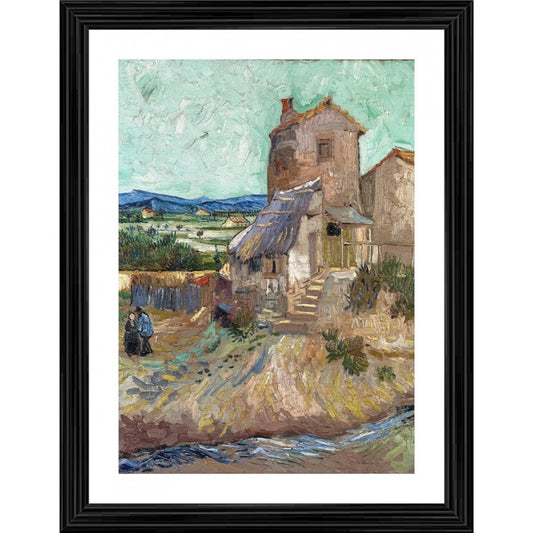 Amfyn The Old Mill 1888 Painting With Wood Photo Frame (Multicolor)