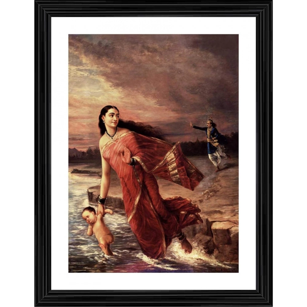 Amfyn Ganga and Shantanu 1890 Painting With Wood Photo Frame (Multicolor)