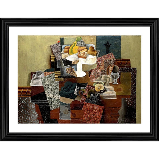 Amfyn Still Life with Compote and Glass 1914 Painting With Wood Photo Frame (Multicolor)