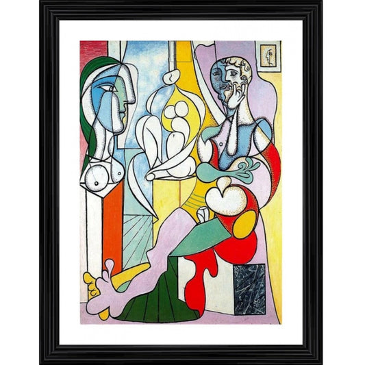 Fashion The Sculptor 1931 Painting With Wood Photo Frame (Multicolor)