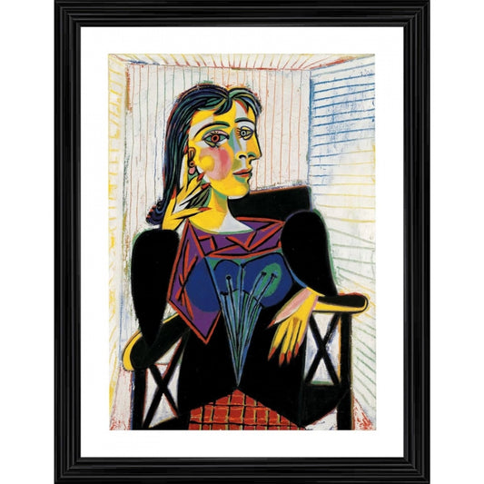 Amfyn Portrait of Dora Maar 1937 Painting With Wood Photo Frame (Multicolor)