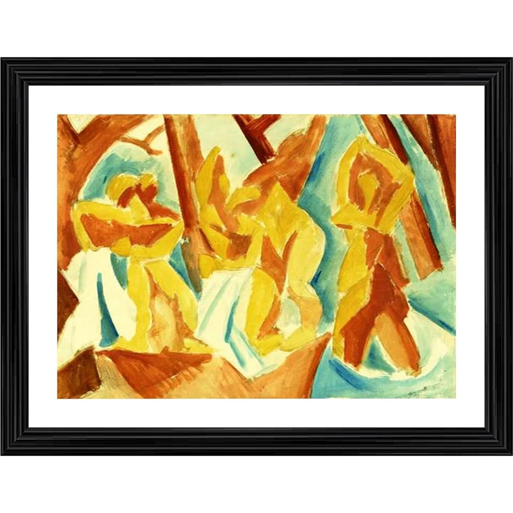 Amfyn Womans in a Forest 1908 Painting With Wood Photo Frame (Multicolor)