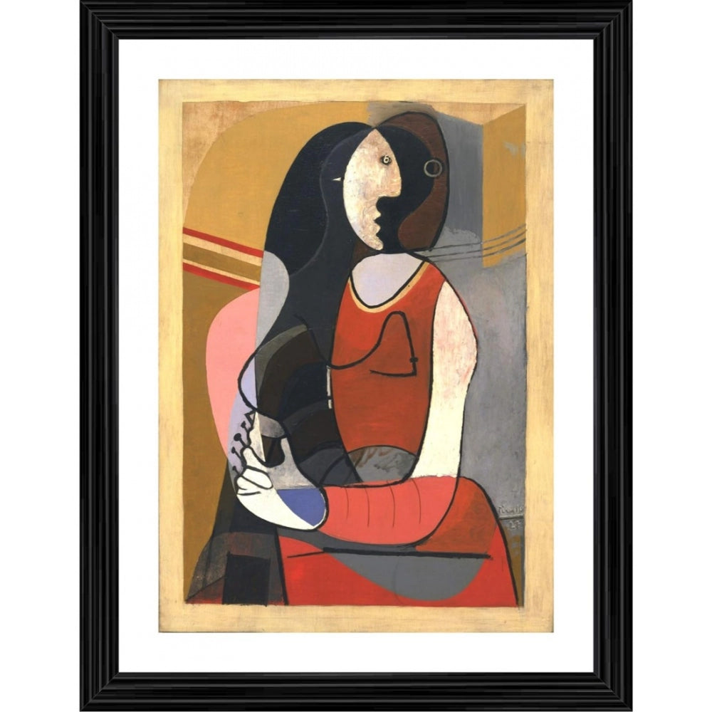 Amfyn Seated Woman 1923 Painting With Wood Photo Frame (Multicolor)