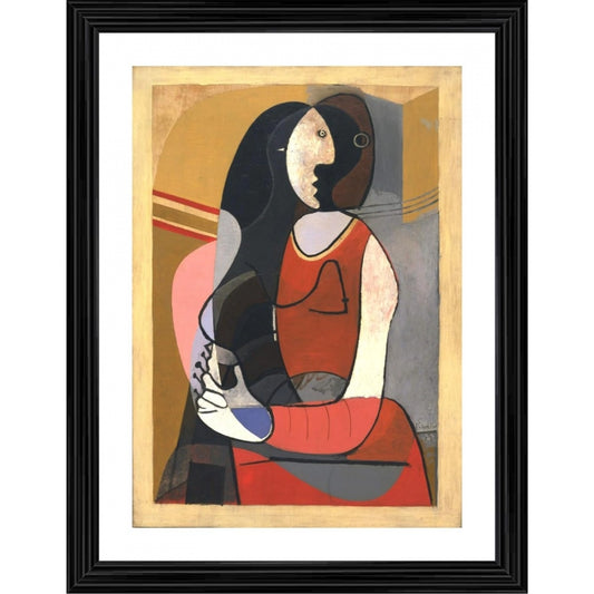 Amfyn Seated Woman 1923 Painting With Wood Photo Frame (Multicolor)