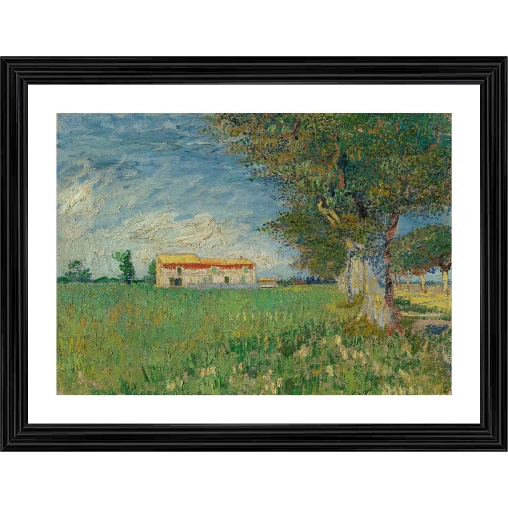 Amfyn Farmhouse in a Wheatfield 1888 Painting With Wood Photo Frame (Multicolor)
