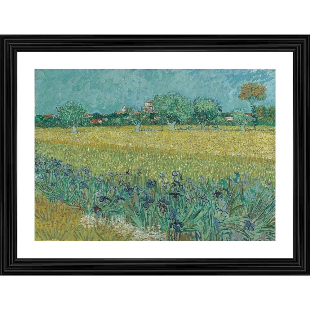 Amfyn Field with Irises near Arles 1888 Painting With Wood Photo Frame (Multicolor)