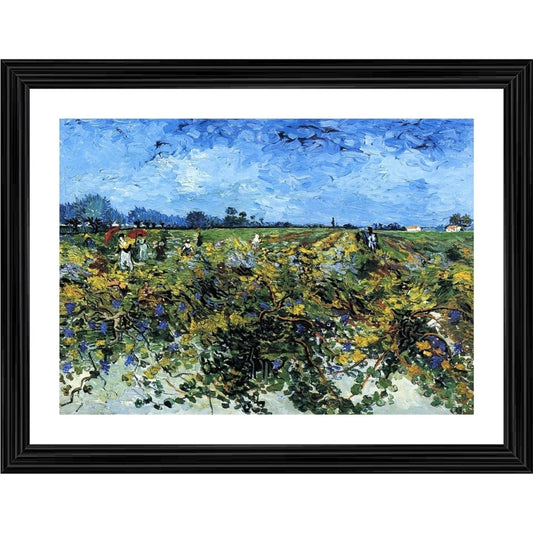 Amfyn The Green Vineyard 1888 Painting With Wood Photo Frame (Multicolor)
