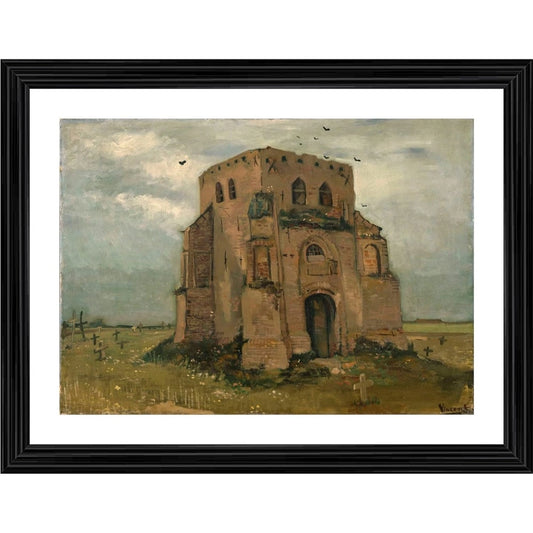 Amfyn The Old Church Tower at Nuenen 1885 Painting With Wood Photo Frame (Multicolor)