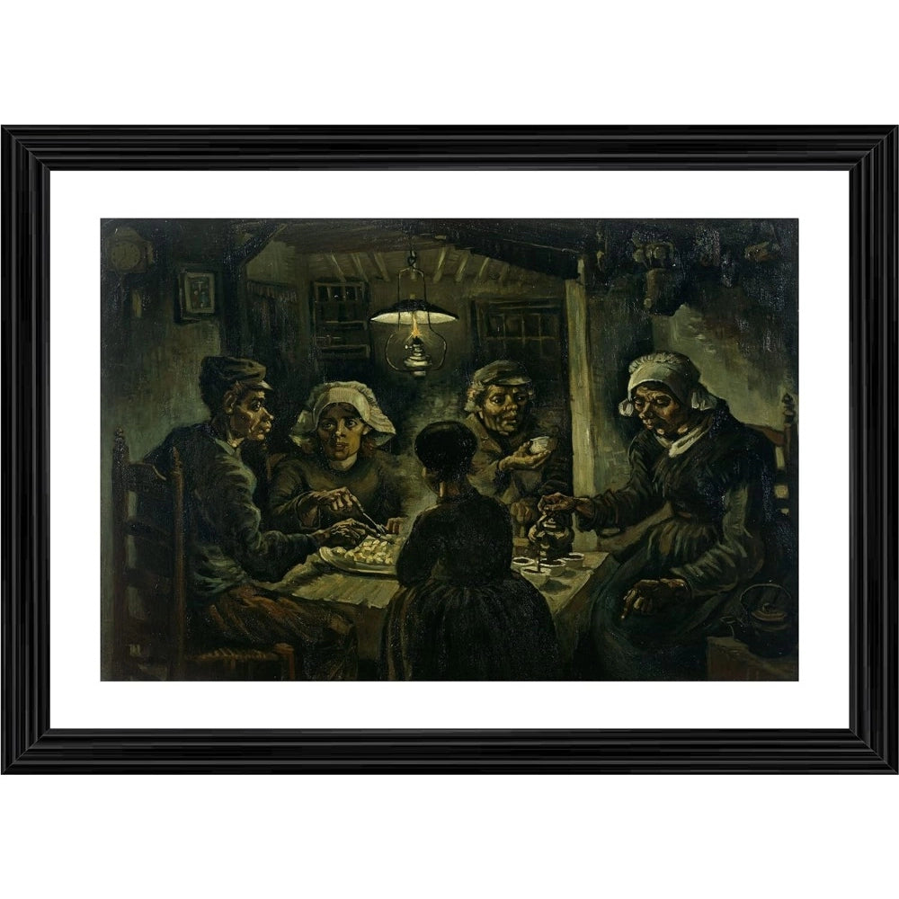 Amfyn Potato Eaters 1885 Painting With Wood Photo Frame (Multicolor)