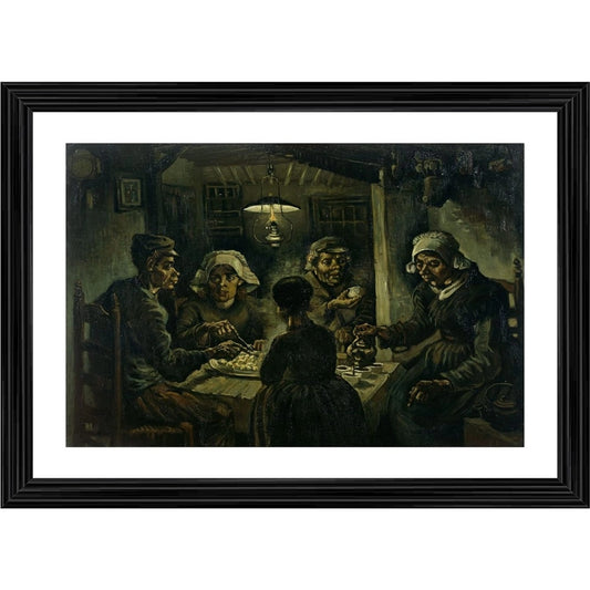 Amfyn Potato Eaters 1885 Painting With Wood Photo Frame (Multicolor)