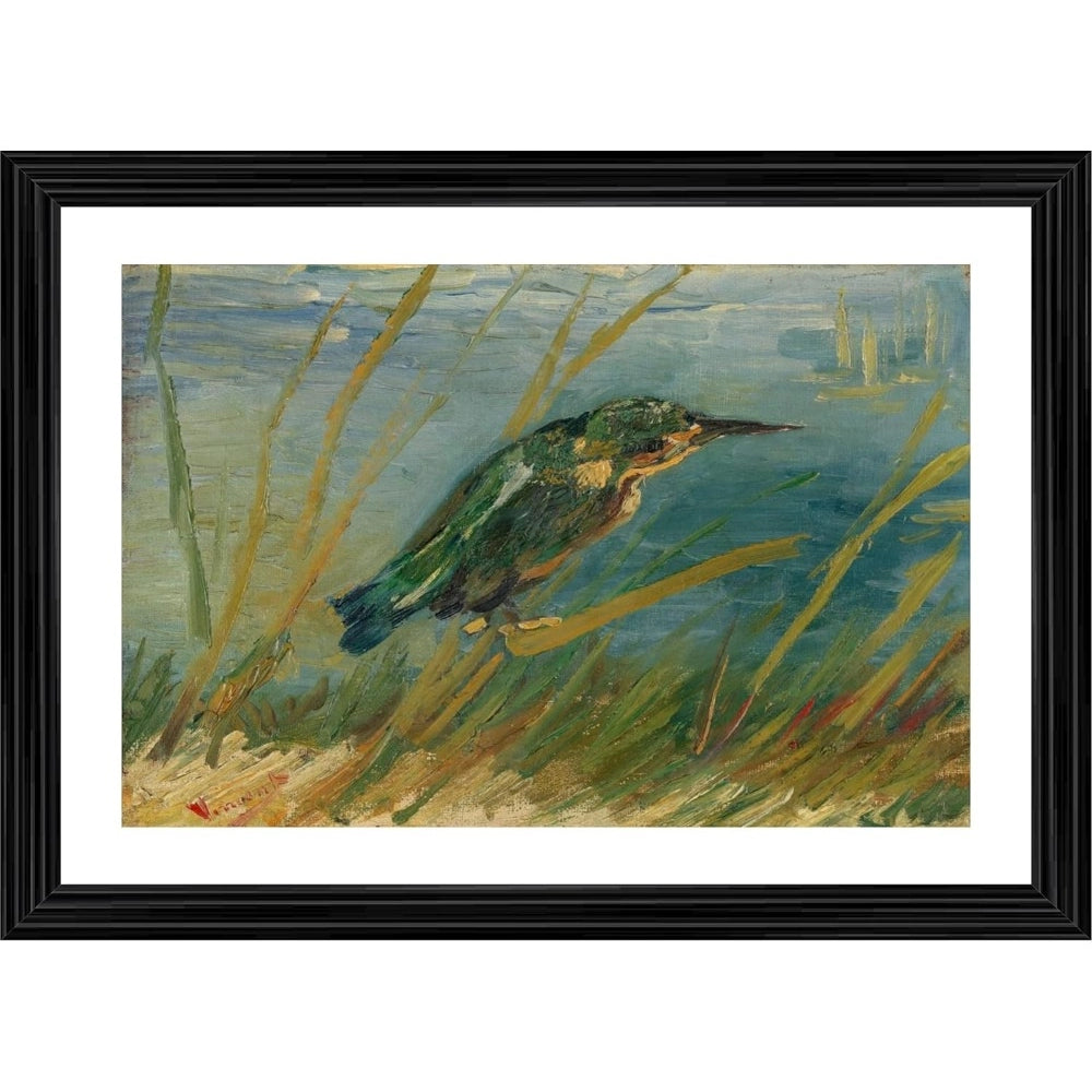 Amfyn Kingfisher by the Waterside 1887 Painting With Wood Photo Frame (Multicolor)