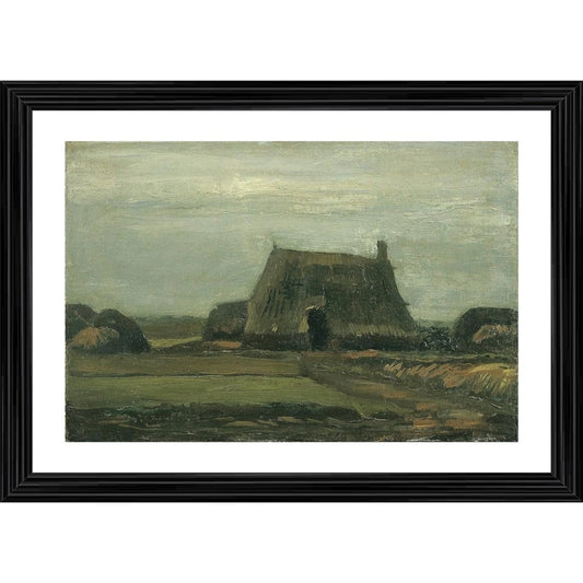 Amfyn Farm with Stacks of Peat 1883 Painting With Wood Photo Frame (Multicolor)
