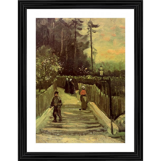 Amfyn Sloping Path in Montmartre 1886 Painting With Wood Photo Frame (Multicolor)