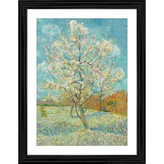 Amfyn The Pink Peach Tree 1888 Painting With Wood Photo Frame (Multicolor)