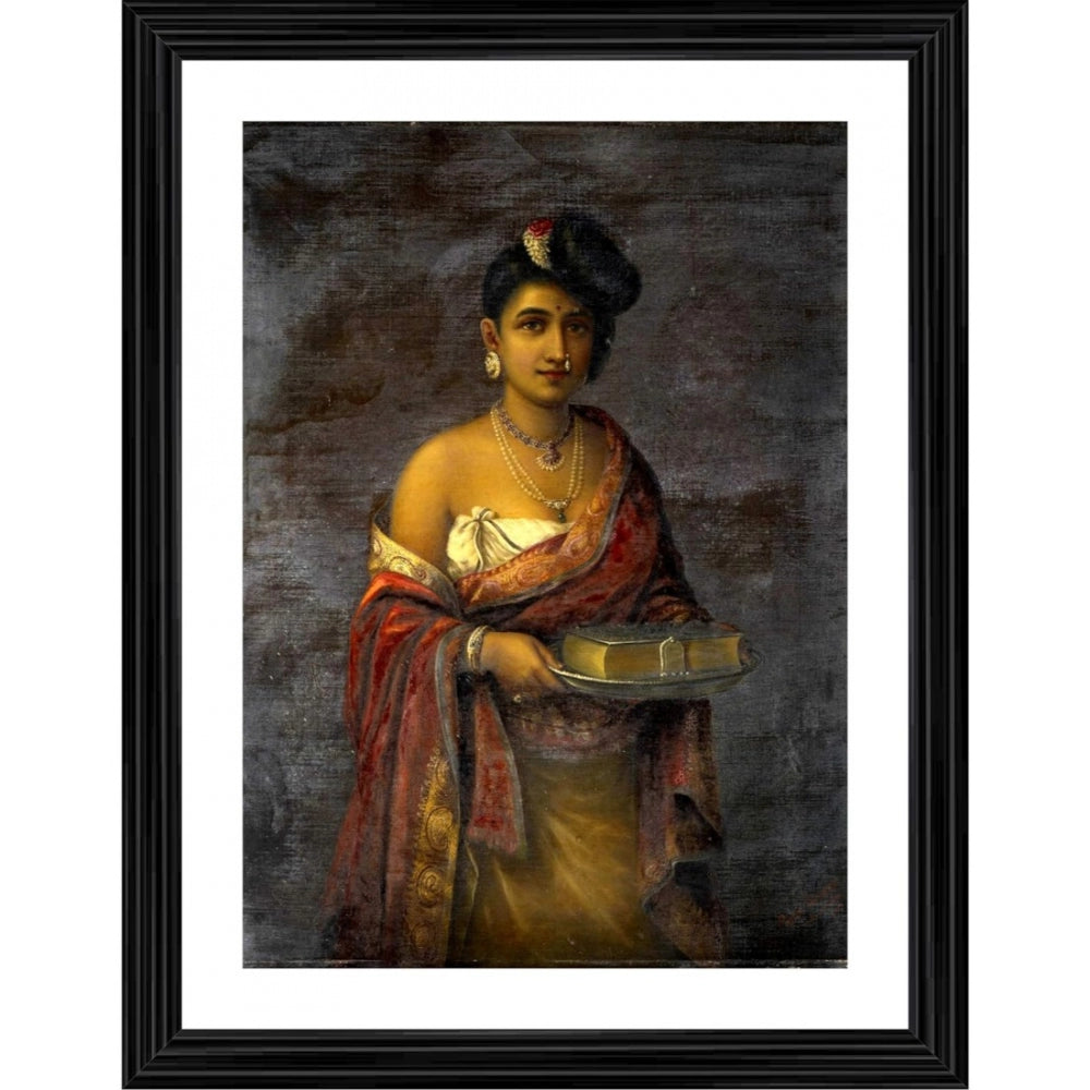 Amfyn The Maharani of Travancore 1887 Painting With Wood Photo Frame (Multicolor)