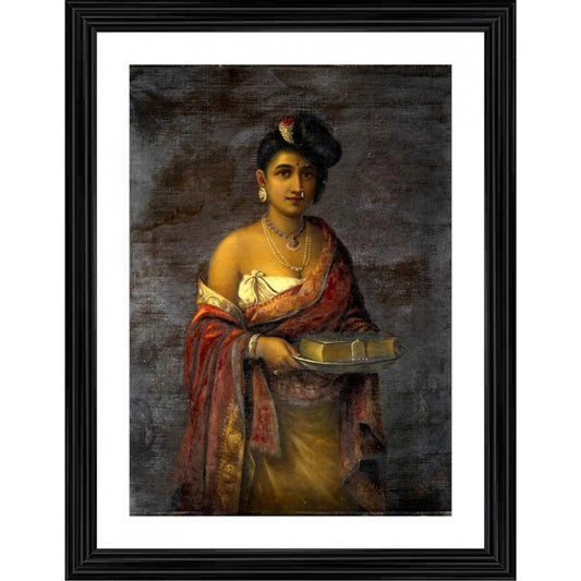 Amfyn The Maharani of Travancore 1887 Painting With Wood Photo Frame (Multicolor)