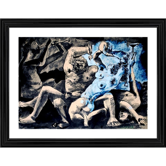 Fashion Bacchanale 1955 Painting With Wood Photo Frame (Multicolor)