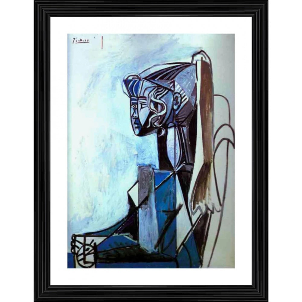 Amfyn Portrait of Sylvette 1954 Painting With Wood Photo Frame (Multicolor)