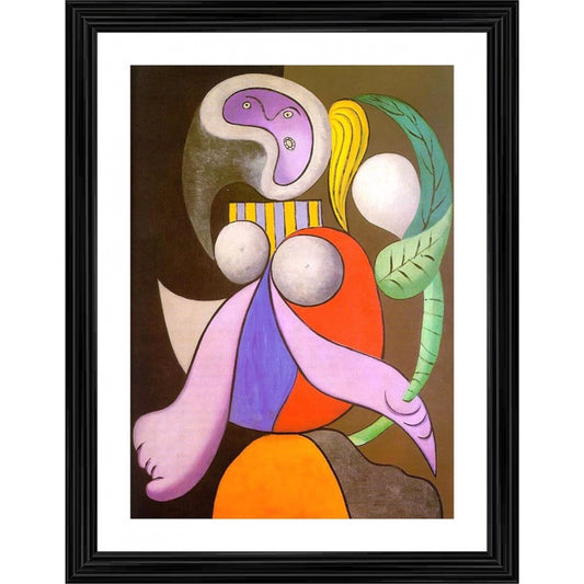 Amfyn Woman with a Flower 1932 Painting With Wood Photo Frame (Multicolor)
