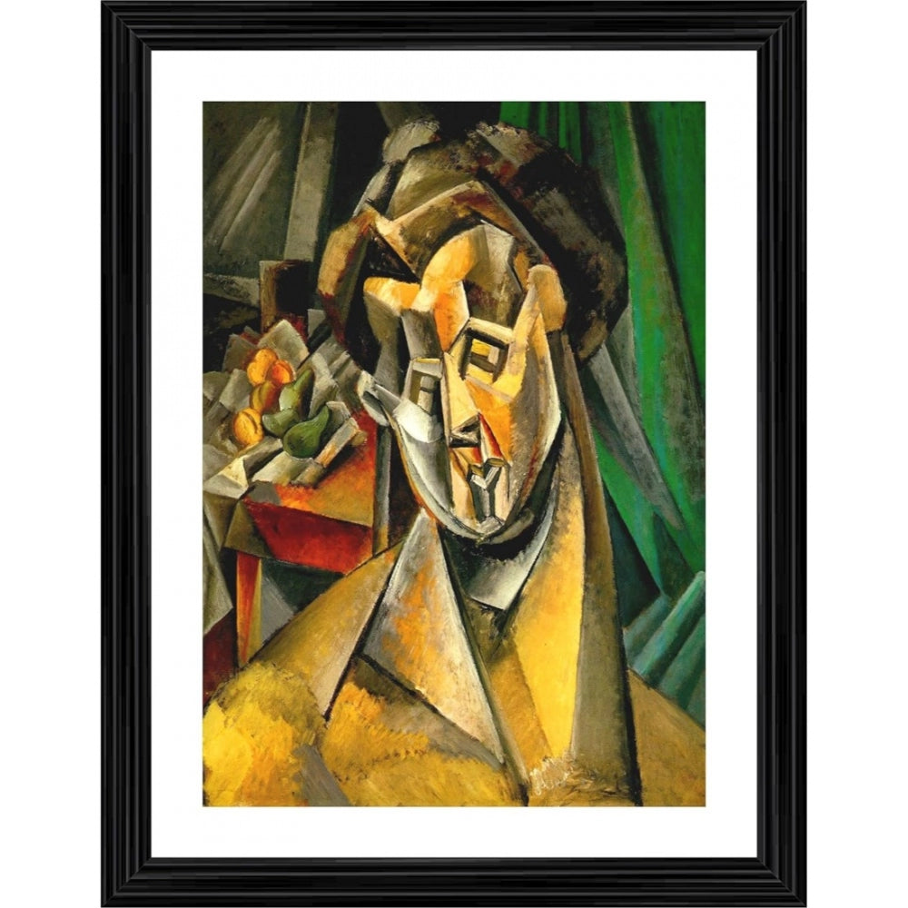 Amfyn Woman with Pears 1909 Painting With Wood Photo Frame (Multicolor)