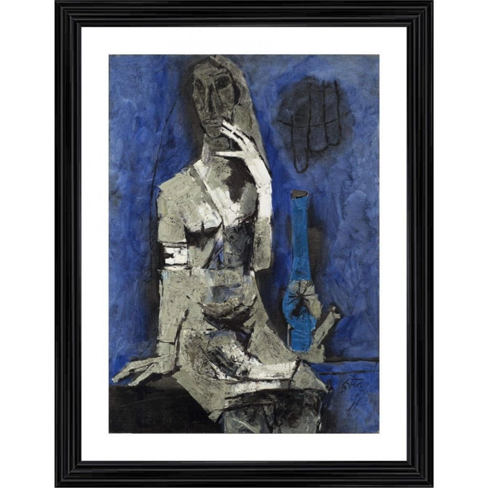 Amfyn Virgin Night Painting With Wood Photo Frame (Multicolor)