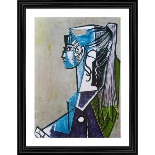 Amfyn Sylvette of Jacqueline 1954 Painting With Wood Photo Frame (Multicolor)