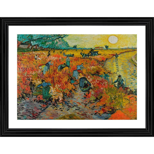 Amfyn The Red Wineyard 1888 Painting With Wood Photo Frame (Multicolor)