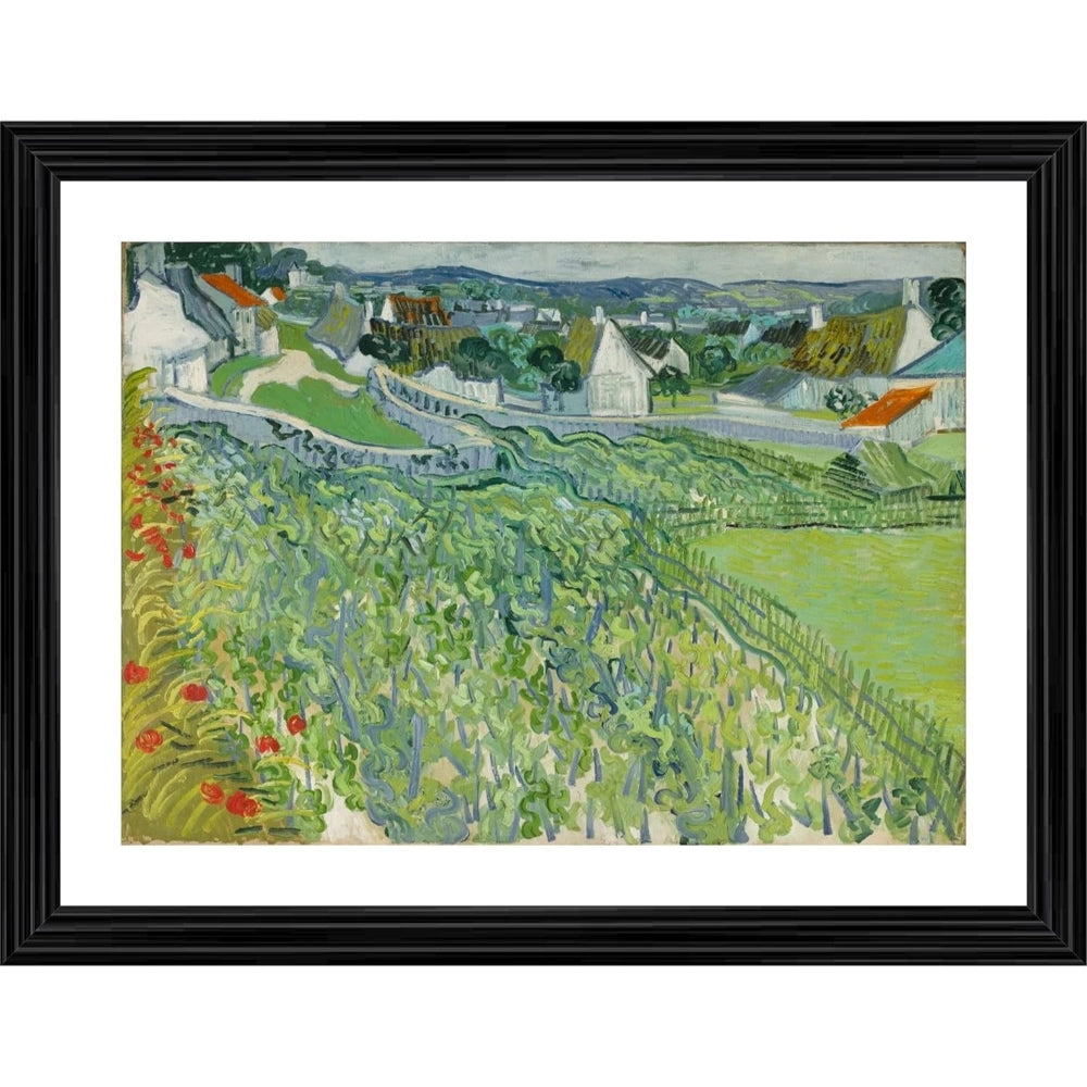 Amfyn Vineyards at Auvers 1889 Painting With Wood Photo Frame (Multicolor)