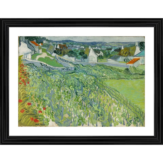 Amfyn Vineyards at Auvers 1889 Painting With Wood Photo Frame (Multicolor)