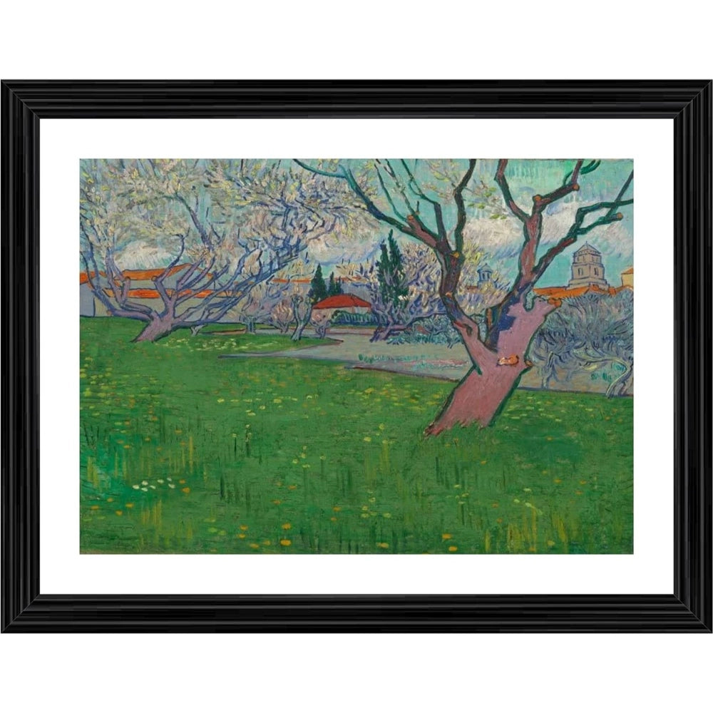 Amfyn Orchards in Blossom 1889 Painting With Wood Photo Frame (Multicolor)