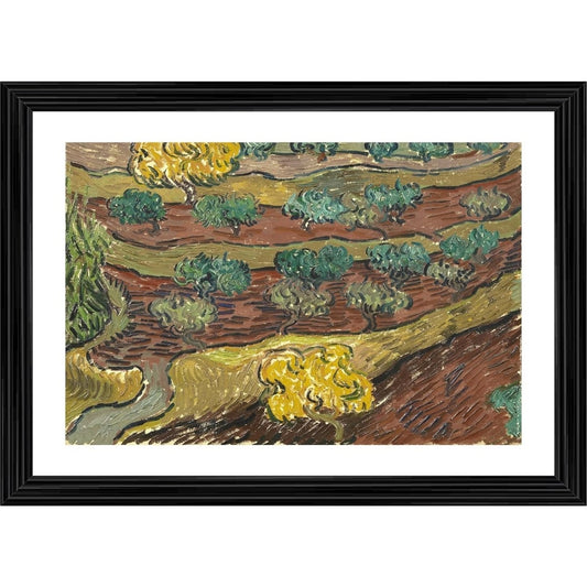 Amfyn Olive Trees on a Hillside 1889 Painting With Wood Photo Frame (Multicolor)