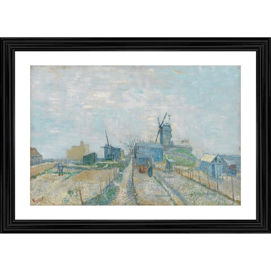 Amfyn Windmills and Allotments 1887 Painting With Wood Photo Frame (Multicolor)