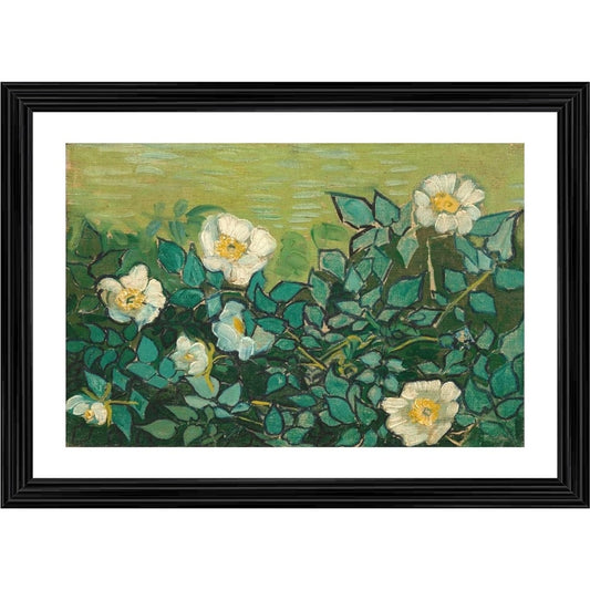 Amfyn Wild Roses 1889 Painting With Wood Photo Frame (Multicolor)