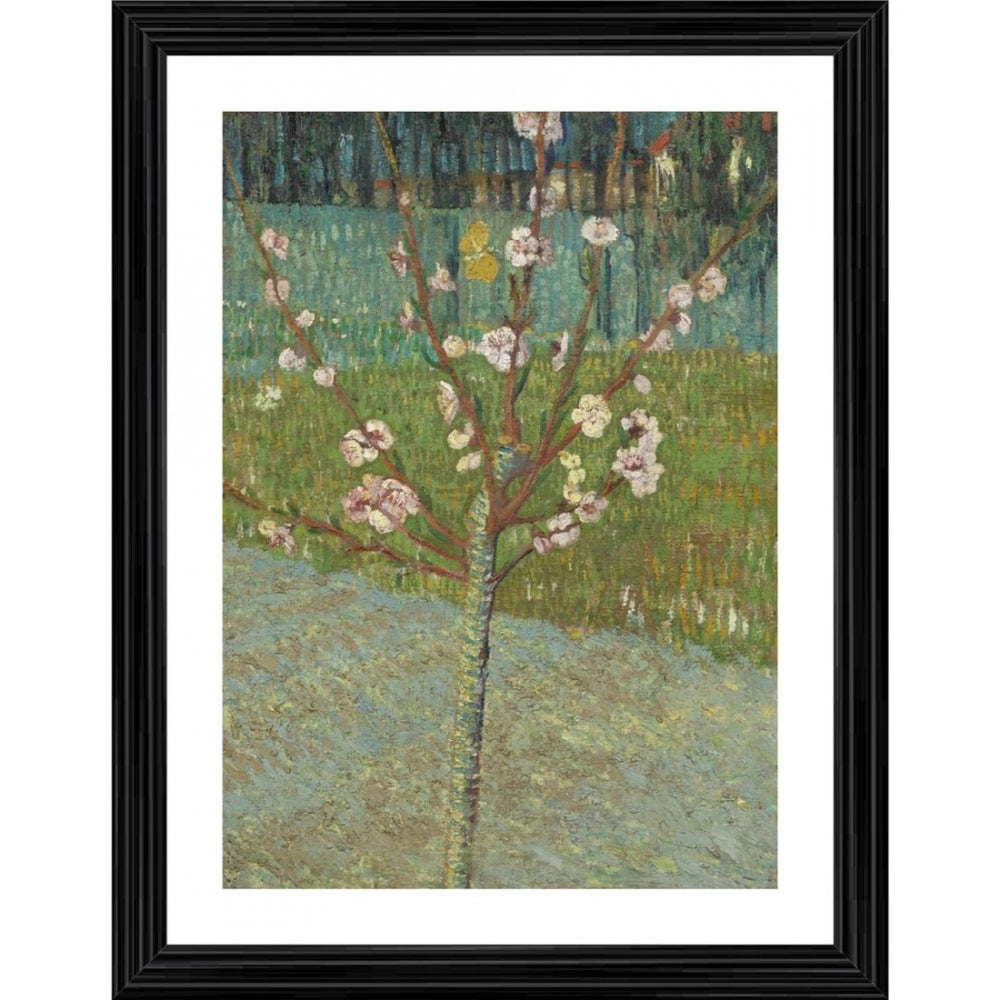 Amfyn Peach Tree in Blossom 1888 Painting With Wood Photo Frame (Multicolor)
