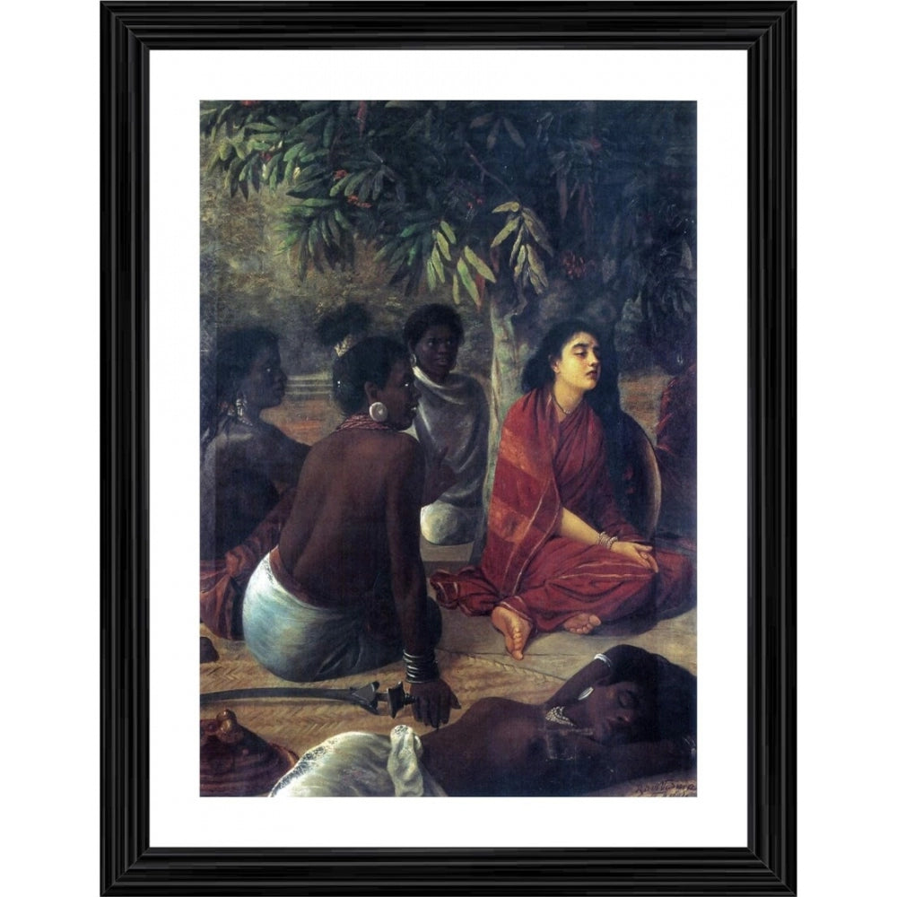 Amfyn Sita In Ashoka Grove 1890 Painting With Wood Photo Frame (Multicolor)
