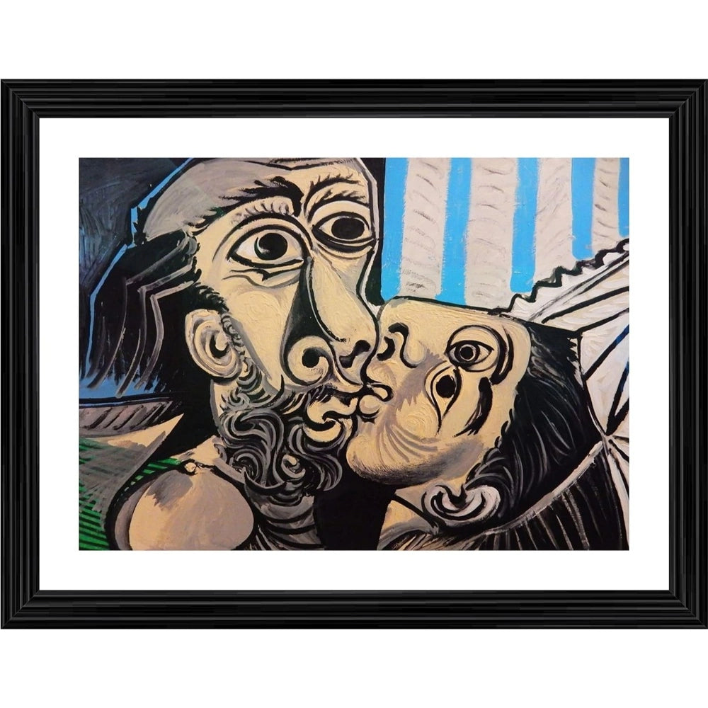 Fashion The Kiss 1969 Painting With Wood Photo Frame (Multicolor)