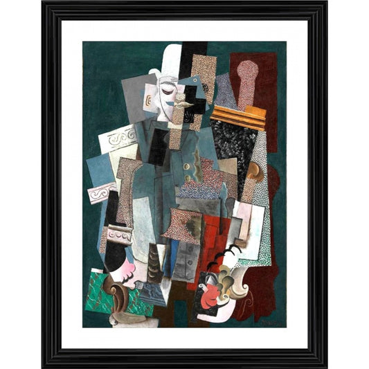 Fashion Man with a Pipe 1915 Painting With Wood Photo Frame (Multicolor)