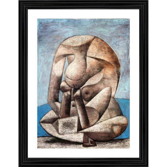 Fashion Woman with a Book 1937 Painting With Wood Photo Frame (Multicolor)