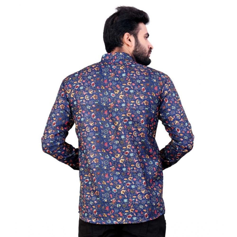 Amfyn Men's Cotton Blended Printed Full Sleeve Shortkurta (Multicolor)