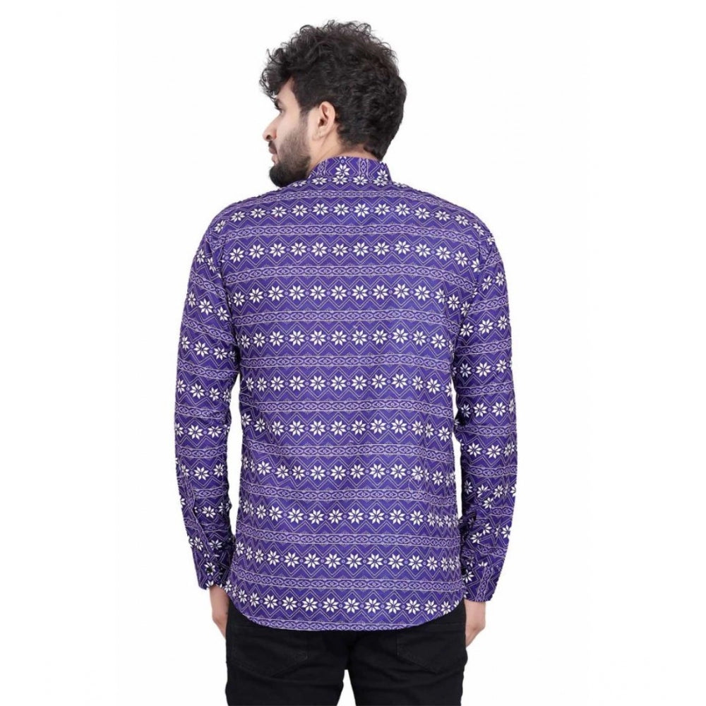 Amfyn Men's Cotton Blended Printed Full Sleeve Shortkurta (Multicolor)
